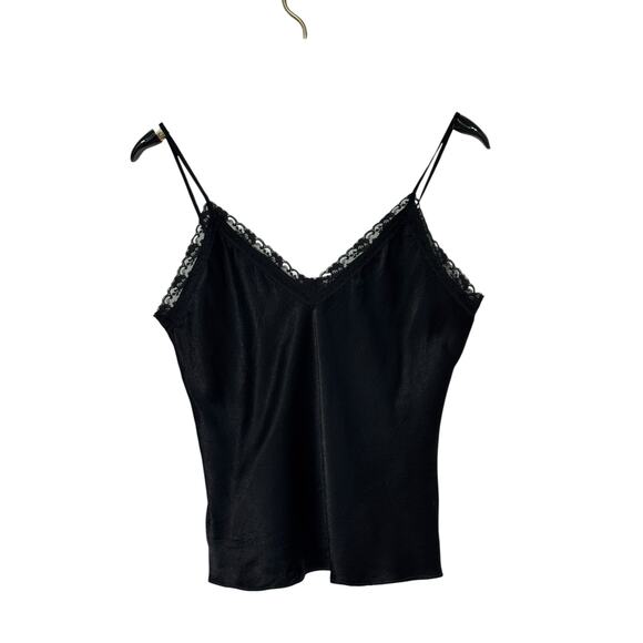 ViNTaGe 70's Fritzi Black Lace Trim Cami Top Fairy Grunge Goth L - Picture 1 of 4